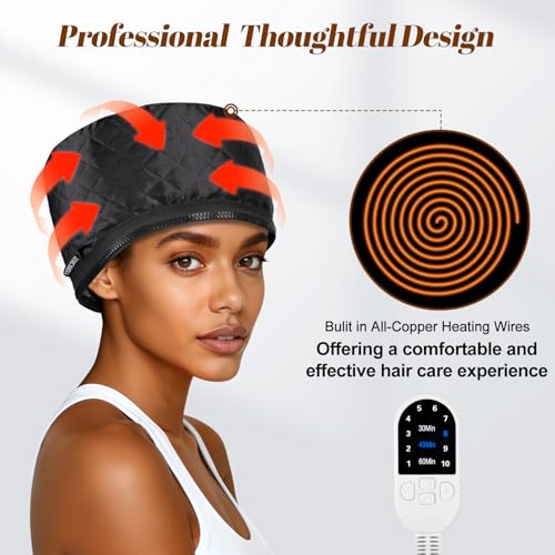 Hair Steamer Cap with 10-Level Heat & 3 Timers for Deep Conditioning