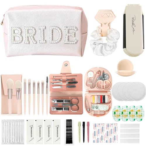 Bridal Emergency Kit with Makeup Bag - Wedding Day Survival Set for Bride