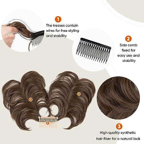 Messy Bun Hair Clip with Side Comb & Bendable Arms