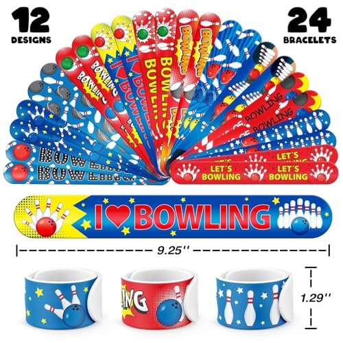 Bowling Party Favors Set - 24 Slap Bracelets & 36 Temporary Tattoos