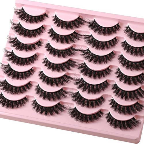 Cat Eye Wispy False Lashes - 14 Pairs Faux Mink Strip