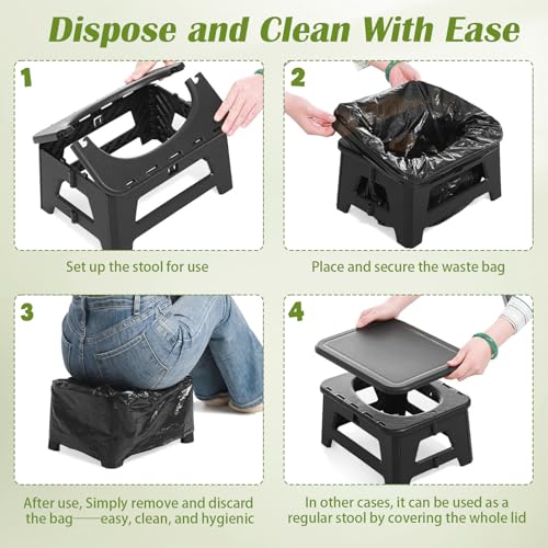 Portable Toilet for Adults Foldable Camping Seat with Lid