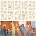 Gold Henna Tattoo Stickers - 10 Sheets Temporary Tattoos
