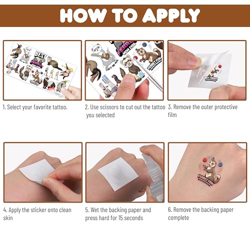 100 PCS Funny Ferret Decoration Birthday Party Decorations Favors Supplies Themed Decor Ferret Art Temporary Tattoos Stickers Girls Boys Classroom School Prizes Reward