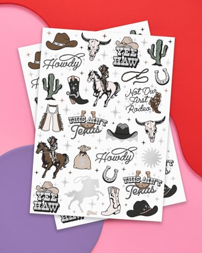 Western Party Temporary Tattoos - 50 Silver Foil Designs