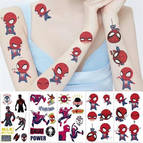 Spider Temporary Tattoos, 10 Sheets Removable Cartoon Stickers
