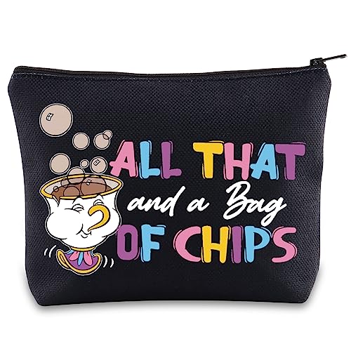 BWWKTOP Mrs. Potts And Chip Makeup Bag Beauty Inspired Gifts All That And A Bag Of Chips Makeup Zipper Pouch Bag Chip Merchandise (Bag Of Chips BL)