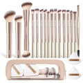 MAANGE Makeup Brush Set 19 PCS Travel Makeup Brushes Eyeshaowder Powder Concealers Foundation Professional Make Up Brush Set with Case (Gold)