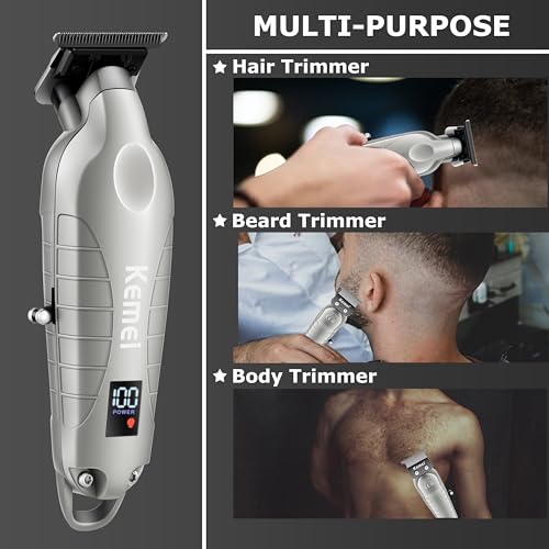 KEMEI 2293 Professional Hair & Beard Trimmer for Men - Cordless T-Blade Clippers