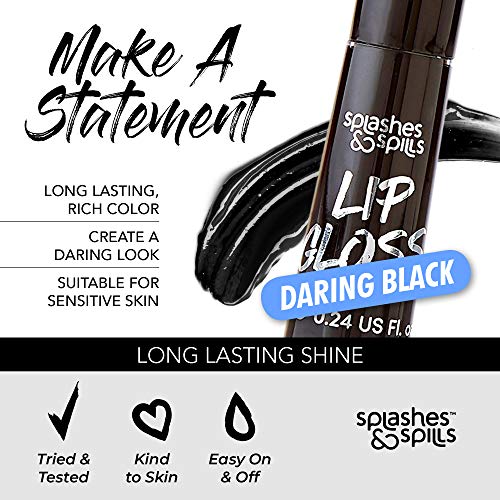 Black Lip Gloss - Moisturizing Full Coverage Shiny Finish 2 Pack