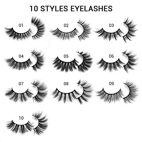 DYSILK Mink Eyelashes Faux 6D Long Dramatic Eyelashes and 10 Styles Mixed Lahses 20 Pairs
