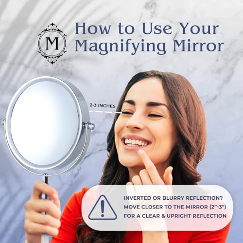 Mirrorvana 10X Magnifying Makeup Mirror - Chrome Tabletop Stand