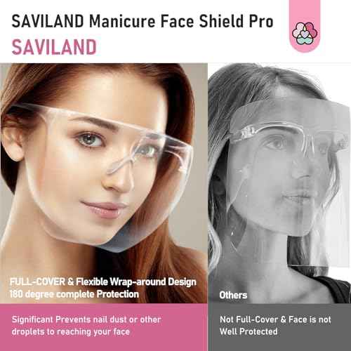 SAVILAND Nail Face Mask for Nail Drill: Salon Clear Visibility & Comfortable Wear Full Face Mask Splash Resistant Quicker DIY Nail Art Tools for Nail Artists Enthusiasts Technicians Salon Studio