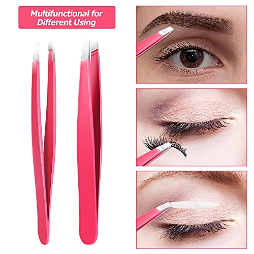 12 Pack Stainless Steel Eyebrow Tweezers Set for Facial Hair Grooming