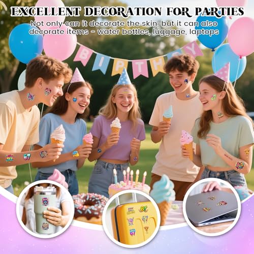 180PCS - 6 7 Temporary Tattoos, 6 7 Birthday Decorations, 67 Valentines Gift, Drip Baseball Temporary Tattoos, Ice Cream Drip Party Decorations, Baseball Drip Party Gift 15 Sheets 60 Styles