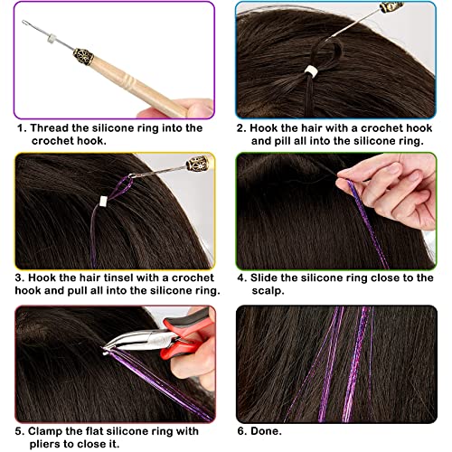 Hair Tinsel Kit 18 Colors 7200 Strands Heat Resistant