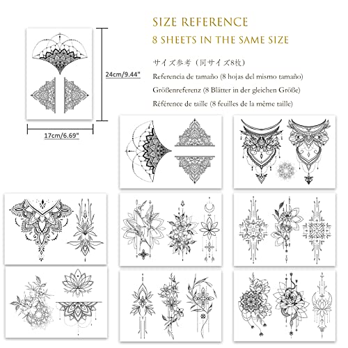 Silver Metallic Temporary Tattoos - 21 Large Patterns