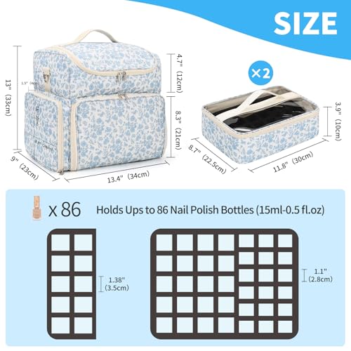 CUBETASTIC Extra Large Nail Polish Organizer Bag – Holds 86 Bottles
