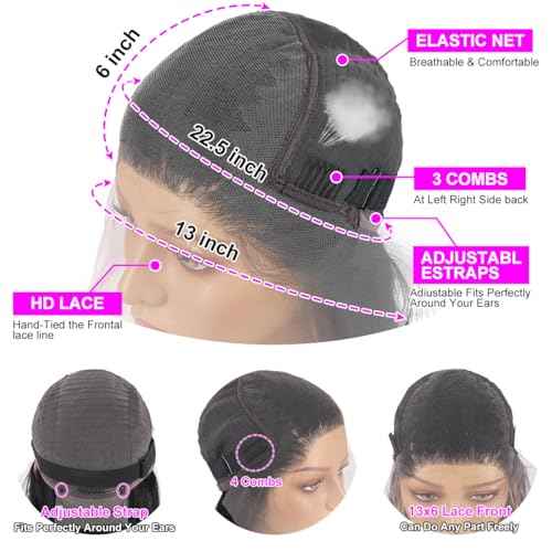 32 Inch Lace Front Wigs Human Hair 180 Density Straight Frontal Wigs HD Transparent 13x6 Lace Front Wigs Human Hair Glueless Wigs for Women