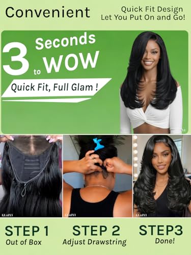 KLAIYI Bye Bye Slip 7x5 Lace Front Yaki Straight Human Hair Wig 16"