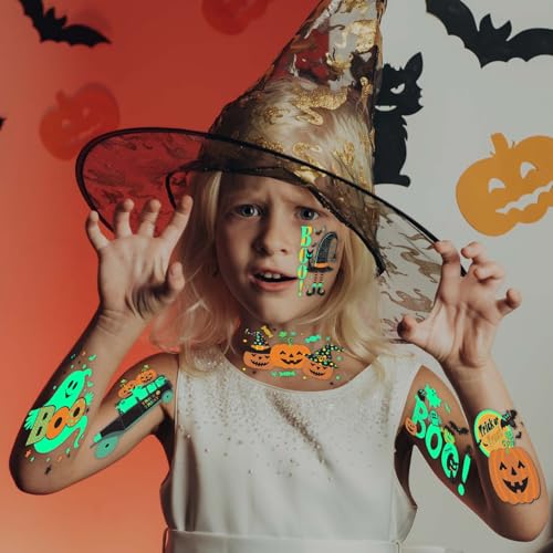Glow in the Dark Halloween Temporary Tattoos, 100 Pcs