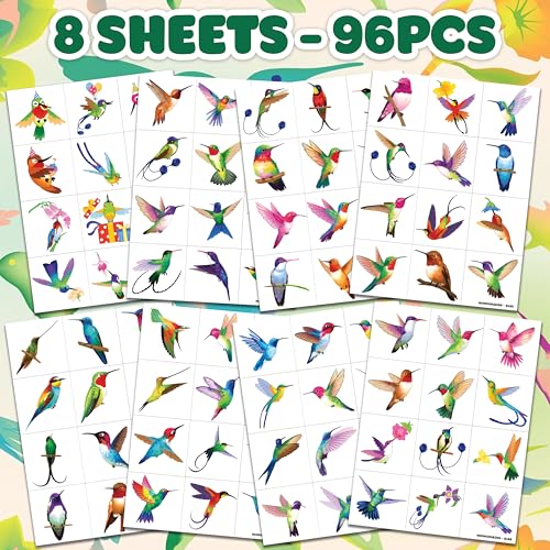 96 Hummingbird Temporary Tattoos for Kids - Party Favors