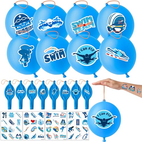 72 Piece Swimming Party Favor Set | Punch Balloons & Tattoos