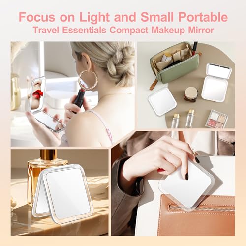 30X Magnifying Compact Mirror with Tweezers, Travel Makeup