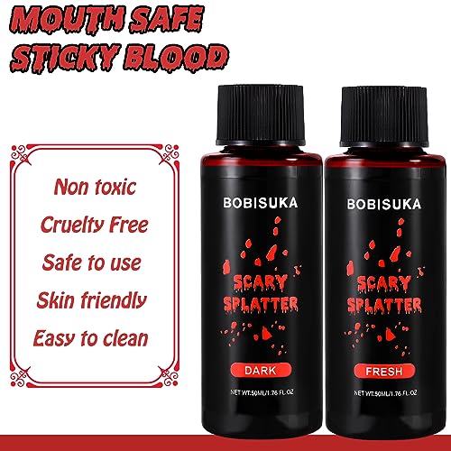 BOBISUKA Halloween Fake Blood Makeup Kit - 2 Colors