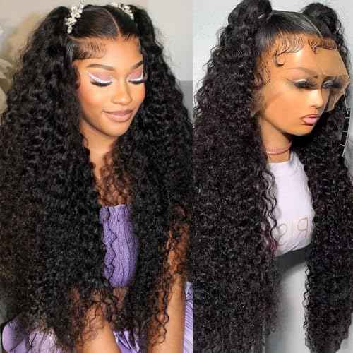 32 Inch Water Wave 13x6 HD Lace Front Wigs Human Hair Pre Plucked 200 Density Deep Part Curly Wig for Women Water Wave Frontal Wigs Human Hair