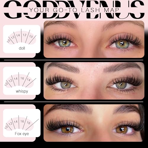 Goddvenus C-Fluff Clusters Wispy D Curl Eyelash Extensions 162pcs Natural Look