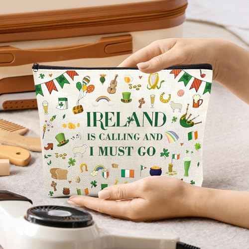 Ireland Gifts Makeup Bag - Irish Travel Essentials for Women Girls Friends Personalized Cosmetic Bags Trip Must Have Waterproof Traveling Toiletry Pouch Gift for Birthday Party Vacation
