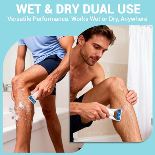 50Pcs Men's Portable shaving Disposable Prep Razors, Individually Package Protection Cover Easy to Carry Stainless Steel Single Blade Professional Dry/Wet for Hotel Gym Summer Travel (BLUE)