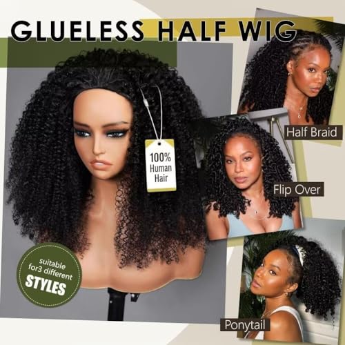 Half Wig Human Hair 18" Drawstring Glueless Wear & Go