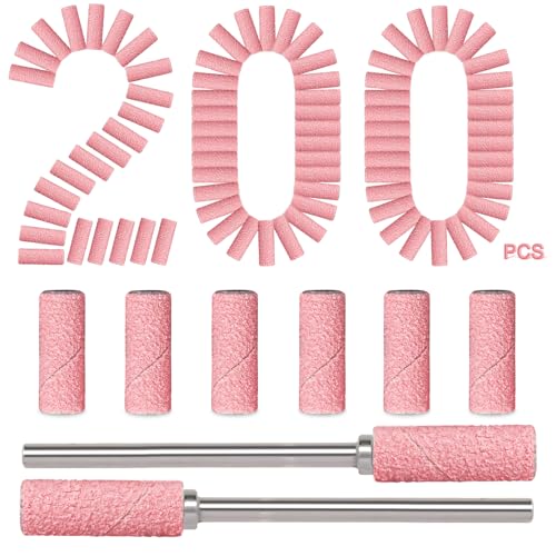 200pcs 180 Grit Mini Sanding Bands for Nail Drills - Upgrade Mandrels Included