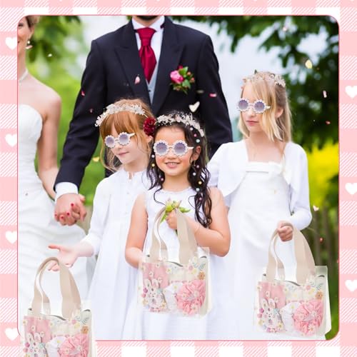 38Pcs Flower Girl Proposal Gift Set Including Flower Girl Bags Canvas Bag Glasses Headband Bracelet Diamond Pen Hair Accessories Scunchies Card For Wedding Engagement Bridal Shower Party