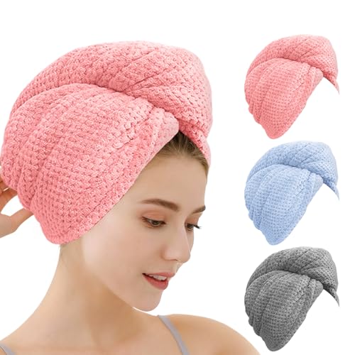 OEAGO Microfiber Hair Towel Wrap 3-Pack | Quick Dry Turban