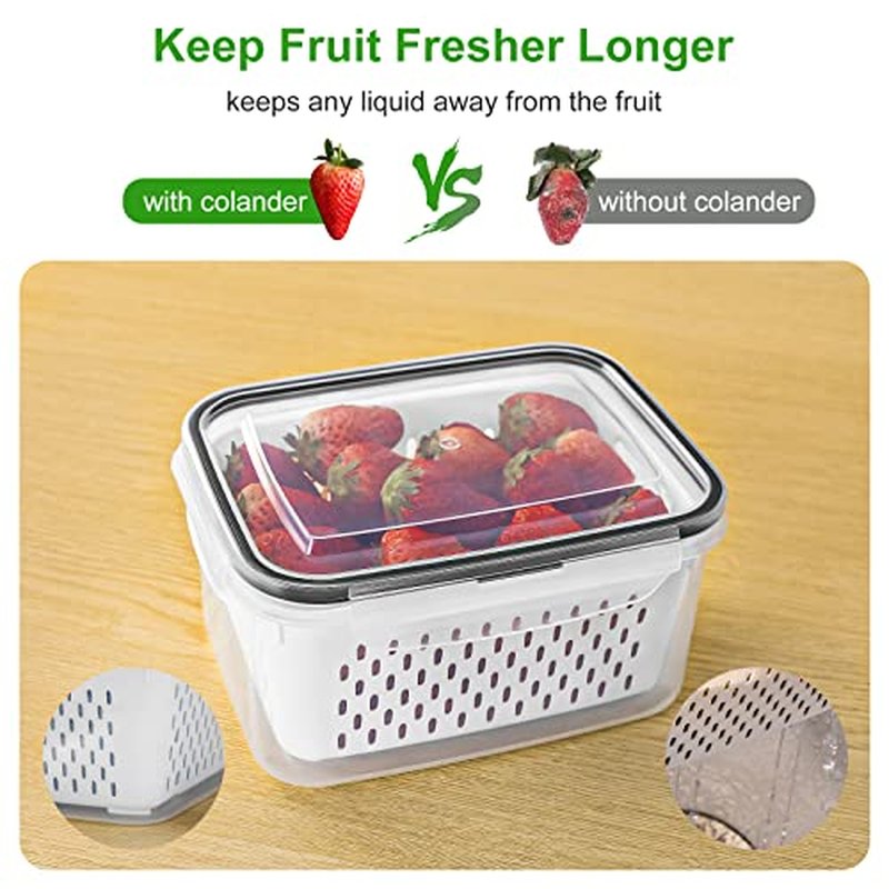 Freshmage 5-Pack Produce Container Set with Colander - Leakproof