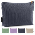MAGEFY Corduroy Small Makeup Bag with Zipper Pocket - Travel Cosmetic Bag for Women