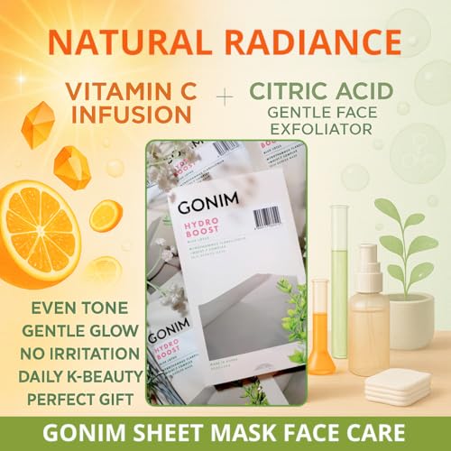 GONIM Face Mask Korean Skin Care with Hyaluronic Acid Serum & Collagen Activation, Hydrating Face Masks Skincare with Vitamin C, Moisturizing Sheet Mask for All Skin, Korean Face Mask 15 Sheets