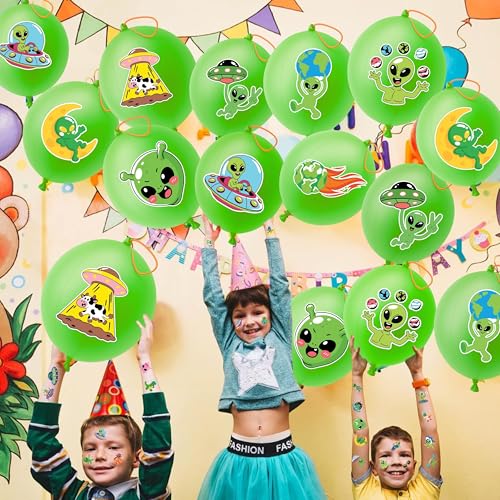 Alien Party Favors Set - 48 Tattoos & 24 Punch Balloons