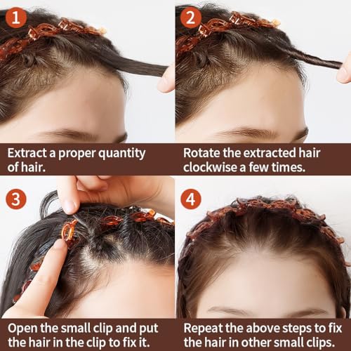 2 Pack Twisty Braid Headband with 8 Mini Clips