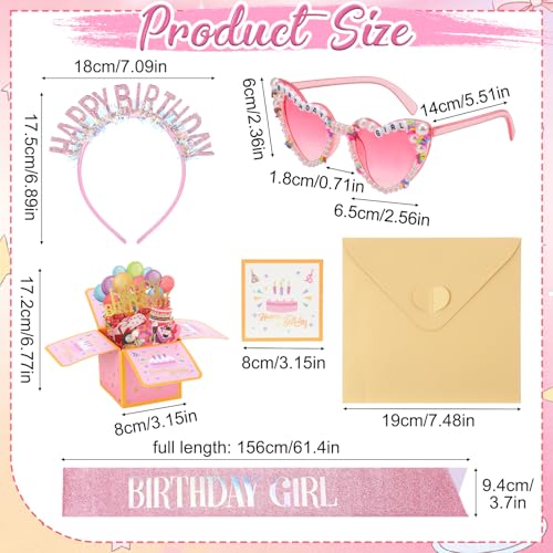 Birthday Girl Sash Headband Set - 4 Pieces Party Accessories