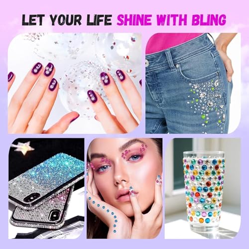 60000Pcs 3mm Jelly Rhinestones Bedazzling Kit with Glue & Tools for Nail Art Crafts