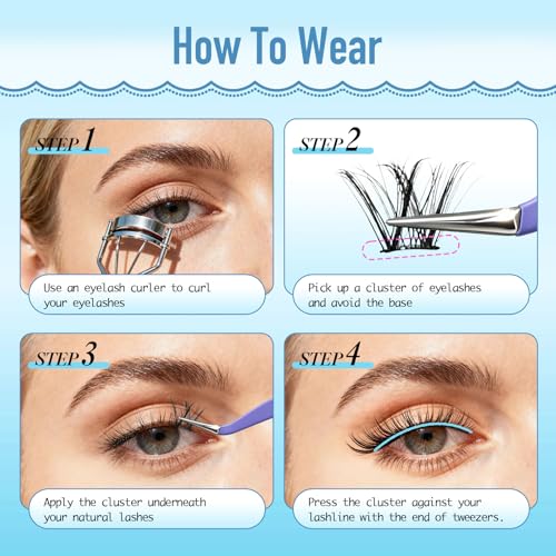 Self-Adhesive Lash Clusters - 120pcs Wispy C Curl Eyelashes