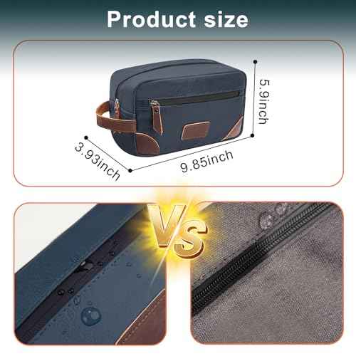Men's Travel Toiletry Bag - Large Waterproof Organizer, 2 Zippered Pockets for Shaving/Cosmetic,Portable Bathroom Bag for Travel/Gym/Business Trips