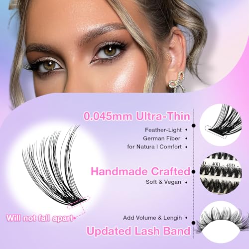 Lash Clusters Kit, DIY Eyelash Extensions 9-16mm, 280pcs D Curl Fluffy
