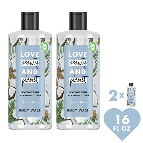 Love Beauty and Planet Radical Refresher Body Wash for Energizing Freshness Coconut Water & Mimosa Flower Hydrating Bodywash, 16 Ounce (Pack of 2)