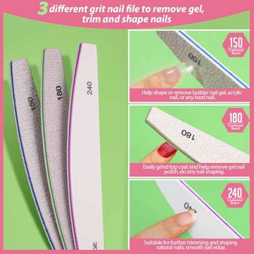 Teenitor Nail File and Buffer Set, 2 Sets Nail Buffer Block Nail Files for Natural Nails, Emery Boards for Nails Nail Buffer and Shine Kit, Acrylic Nail Files 100/180 Fingernail Files for Women