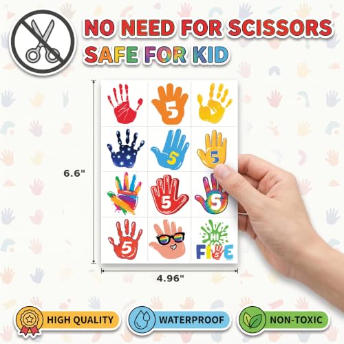 96 PCS Hi Five Temporary Tattoos for Kids | Waterproof